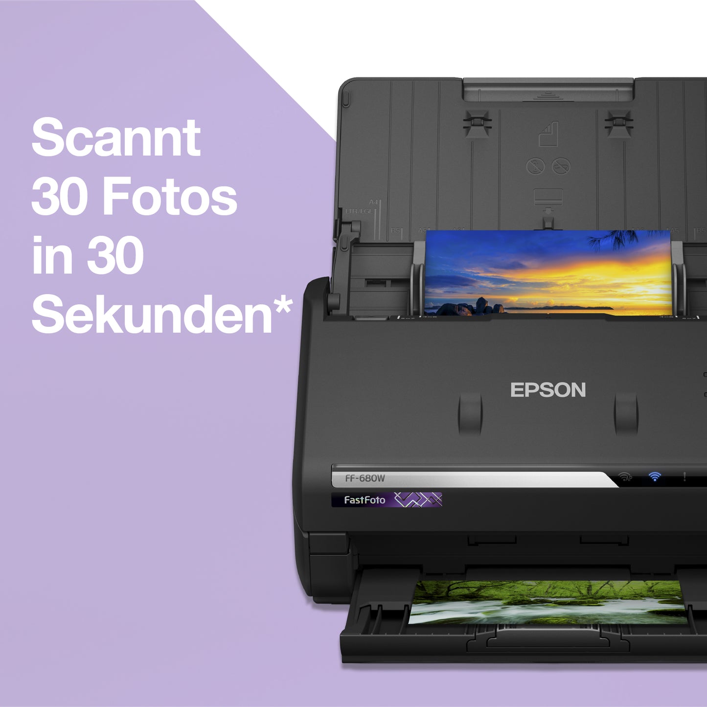 Epson Fast Foto ff-680w mit Beschreibung Scannt 30 Fotos in 30 Sekunden